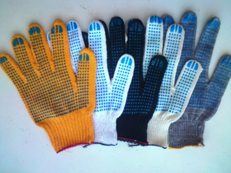 Рабочие,  трикотажные х/б перчатки с ПВХ покрытием (точка,  волна,  прот 